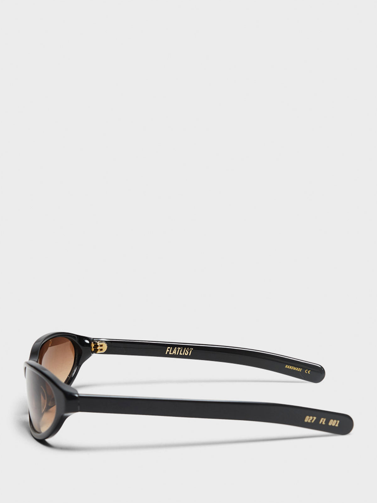Olympia Sunglasses in Solid Black and Brown Gradient Lens