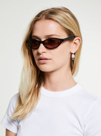 Flatlist - Olympia Sunglasses in Solid Black and Brown Gradient Lens