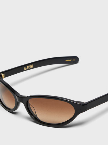 Flatlist - Olympia Sunglasses in Solid Black and Brown Gradient Lens
