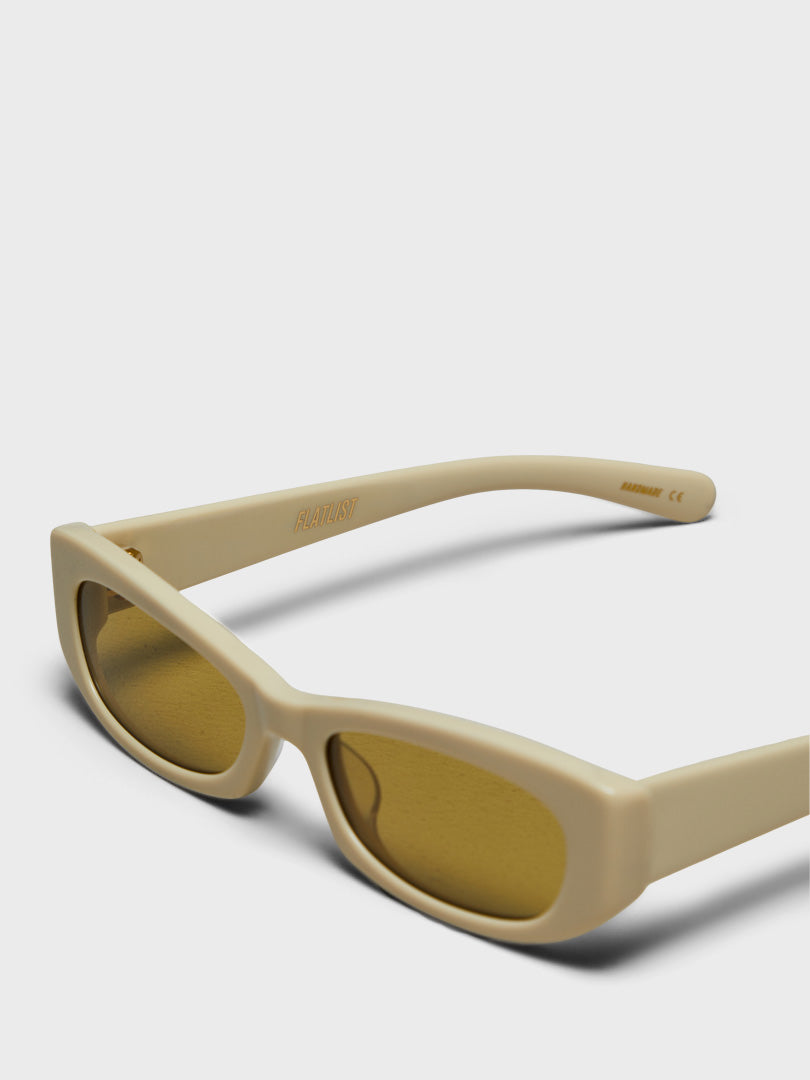 Gemma Sunglasses in Solid Ivory and Smoked Olive Lens