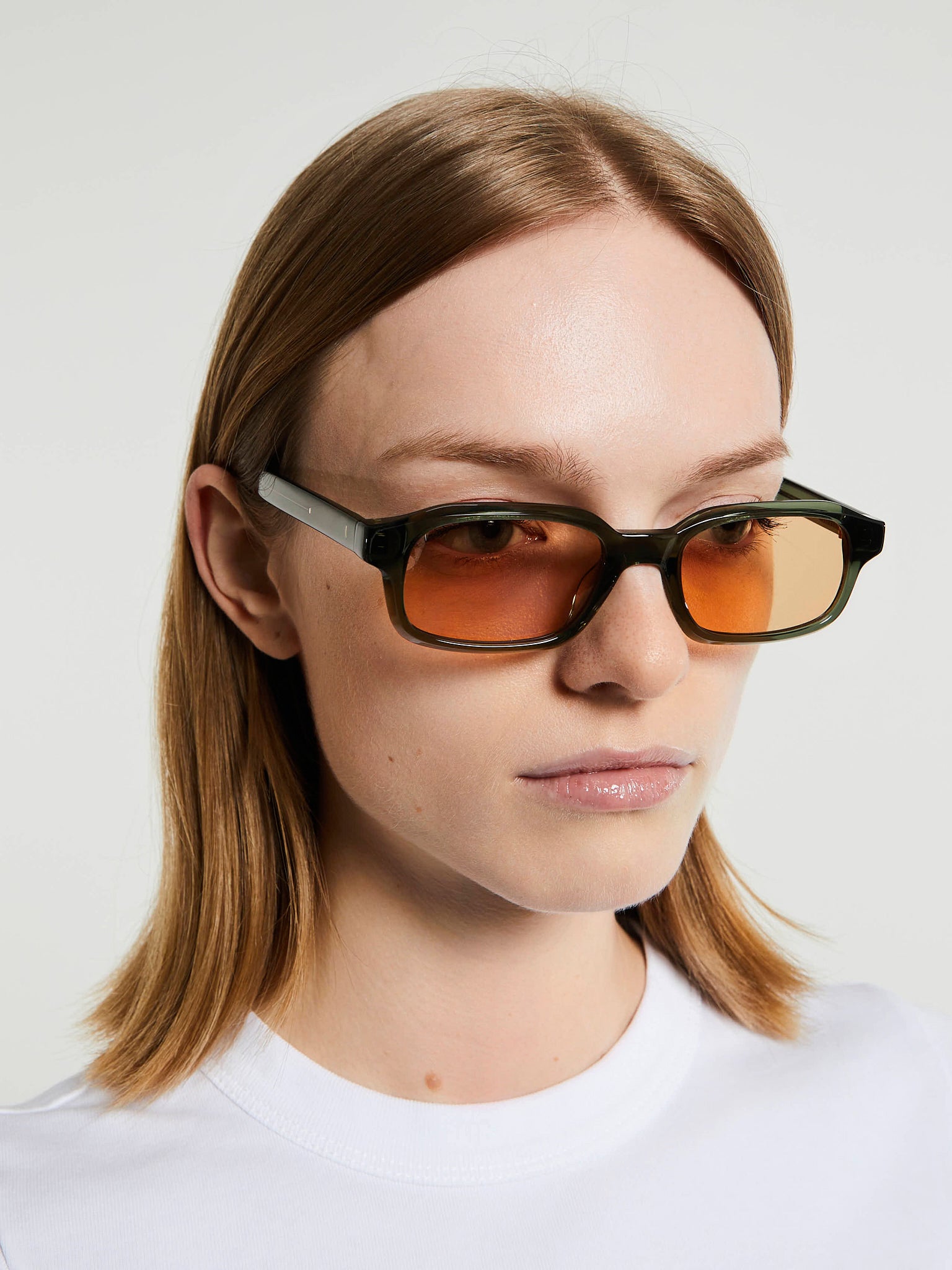 Flatlist - Hanky Sunglasses in Crystal Duck Green and Faded Orange Lens