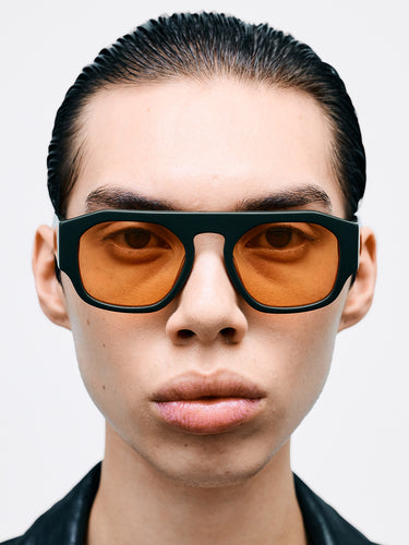 Flatlist - Flatlist x Sunflower Shade 02 Sunglasses in Forest Green and Solid Orange Lens