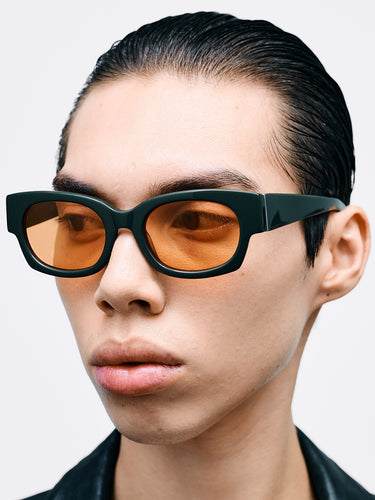 Flatlist - Flatlist x Sunflower Shade 01 Sunglasses in Forest Green and Solid Orange Lens