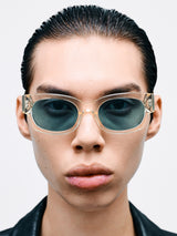 Flatlist - Flatlist x Sunflower Shade 01 Sunglasses in Crystal Yellow and Solid Teal Lens