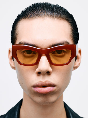 Flatlist - Flatlist x Sunflower Shade 03 Sunglasses in Milky Red and Solid Yellow Lens