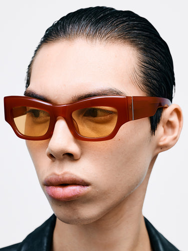 Flatlist - Flatlist x Sunflower Shade 03 Sunglasses in Milky Red and Solid Yellow Lens