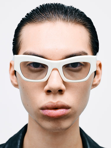 Flatlist - Flatlist x Sunflower Shade 03 Sunglasses in Solid Cream White and Transparent Grey Lens