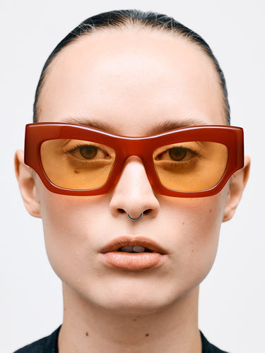 Flatlist - Flatlist x Sunflower Shade 03 Sunglasses in Milky Red and Solid Yellow Lens