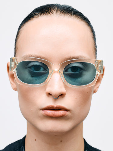 Flatlist - Flatlist x Sunflower Shade 01 Sunglasses in Crystal Yellow and Solid Teal Lens
