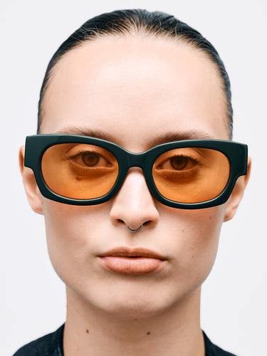 Flatlist - Flatlist x Sunflower Shade 01 Sunglasses in Forest Green and Solid Orange Lens