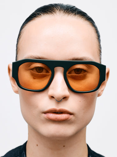 Flatlist - Flatlist x Sunflower Shade 02 Sunglasses in Forest Green and Solid Orange Lens