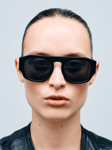 Flatlist - Flatlist x Sunflower Shade 02 Sunglasses in Solid Black and Solid Black Lens