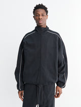 Fear of God - Modern Fit Fleece Track Jacket in Jet Black and Cloud White