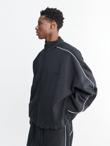 Fear of God - Modern Fit Fleece Track Jacket in Jet Black and Cloud White