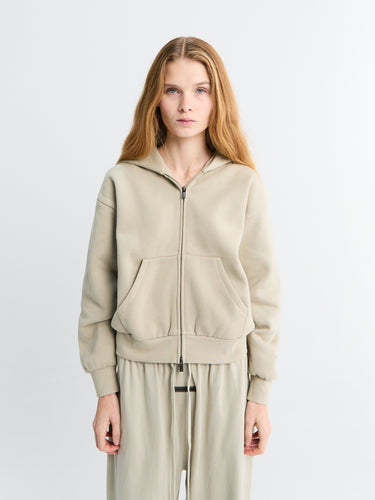 Fear of God - Women's Classic Fit Zip-Up Hoodie in Abbey Stone