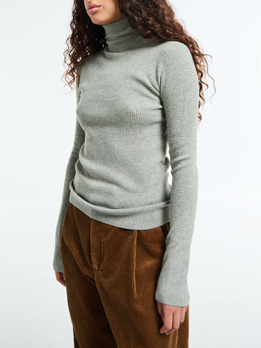 Fear of God - Women's Waffle Long Sleeve Hoodie in Concrete Heather
