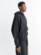 Fear of God - Classic Fit Fleece Zip-Up Hoodie in Jet Black