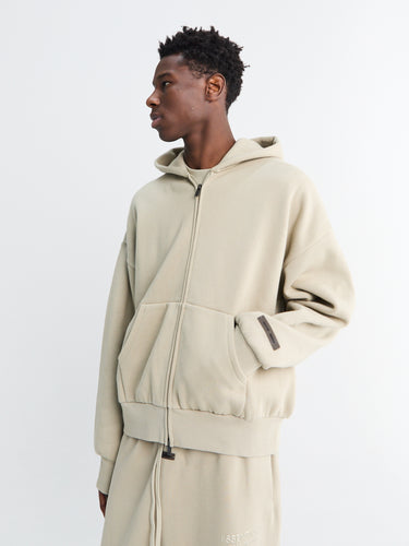 Fear of God - Classic Fit Fleece Zip-Up Hoodie in Abbey Stone