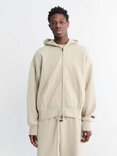 Fear of God - Classic Fit Fleece Zip-Up Hoodie in Abbey Stone