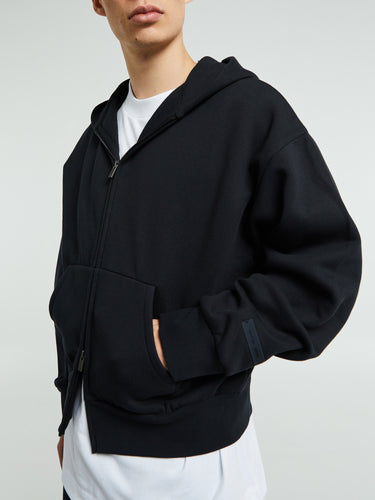 Fear of God - Classic Fit Fleece Zip Up Hoodie in Jet Black