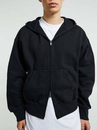 Fear of God - Classic Fit Fleece Zip Up Hoodie in Jet Black
