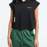 Fear of God - Women's Cropped Pique Polo in Jet Black