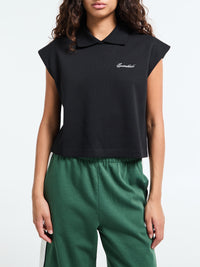 Fear of God - Women's Cropped Pique Polo in Jet Black