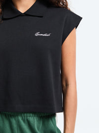 Fear of God - Women's Cropped Pique Polo in Jet Black