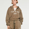 Fear of God - Heavy Fleece Cropped V-Neck Hoodie in Military