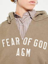 Fear of God - Heavy Fleece Cropped V-Neck Hoodie in Military