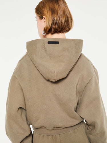 Fear of God - Heavy Fleece Cropped V-Neck Hoodie in Military