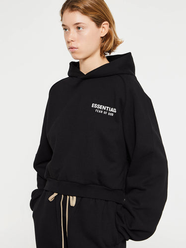 Fear of God - Fleece Cropped Hoodie in Black