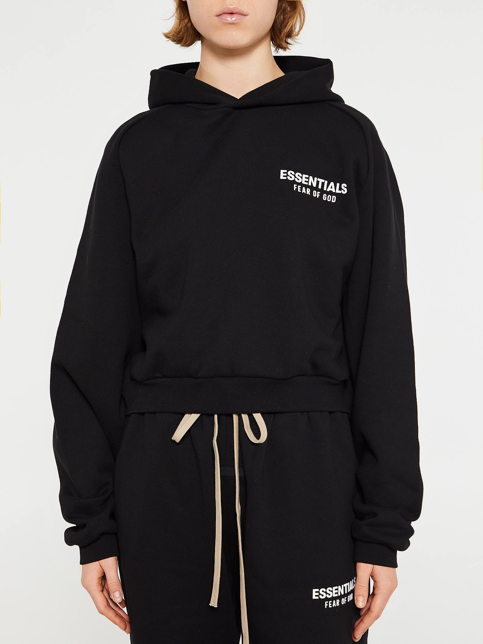 Fear of God - Fleece Cropped Hoodie in Black