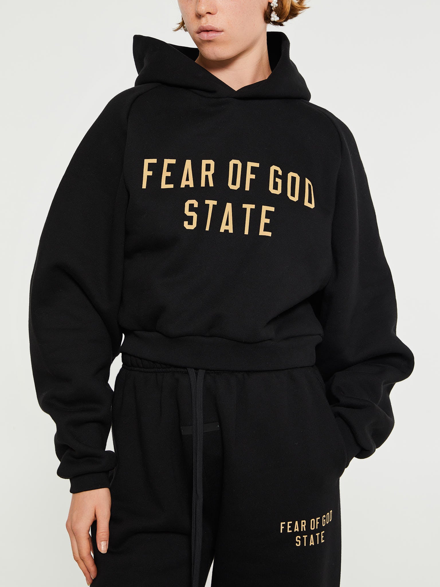 Fear of God - Fleece Cropped Hoodie in Black