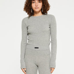 Fear of God - Waffle Fitted Long Sleeve Sweater in Dark Heather