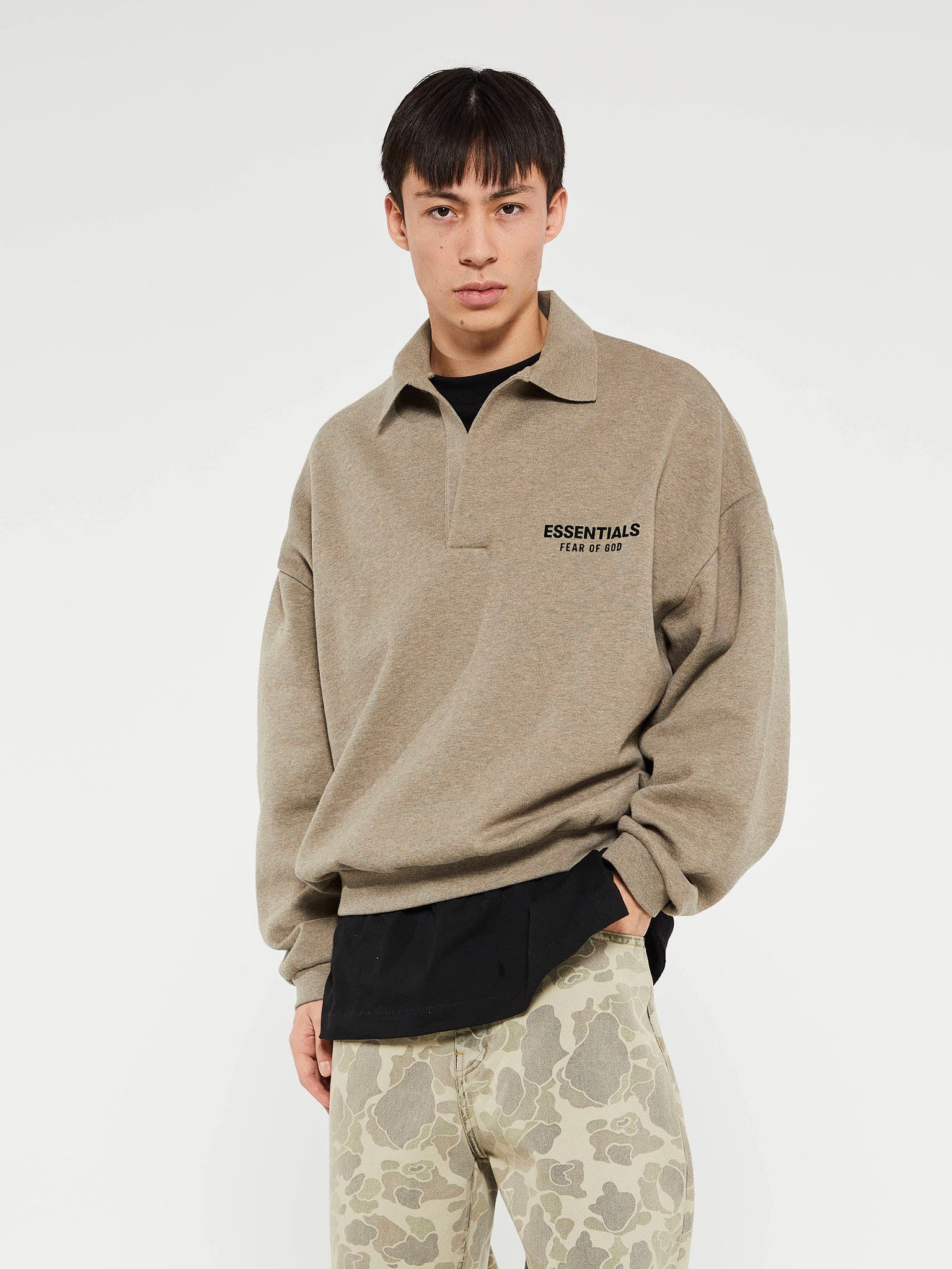 Fear of God - Fleece Polo in Heather Grey