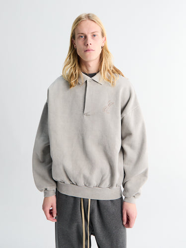 Fear of God - Classic Polo Sweatshirt in Smoke Grey
