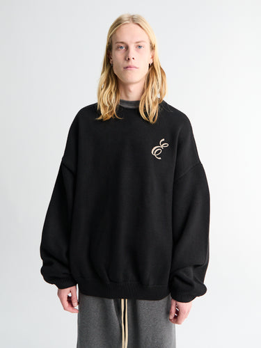 Fear of God - Waffle Crewneck Sweater in Vintage Black