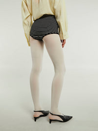 The Frankie Shop - Alissa Striped Knit Briefs in Black and White Stripes