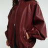 The Frankie Shop - Senta Faux Leather Bomber in Burgundy