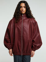 The Frankie Shop - Senta Faux Leather Bomber in Burgundy