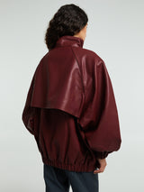The Frankie Shop - Senta Faux Leather Bomber in Burgundy