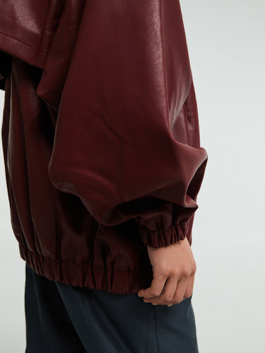 The Frankie Shop - Senta Faux Leather Bomber in Burgundy