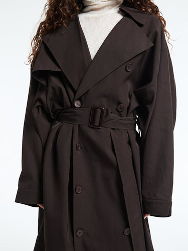 The Frankie Shop - Mavis Oversized Trench Coat in Brown
