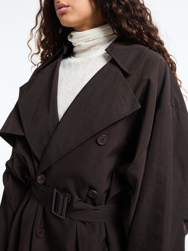 The Frankie Shop - Mavis Oversized Trench Coat in Brown