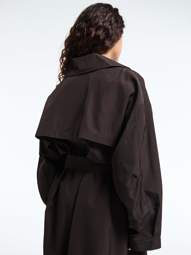 The Frankie Shop - Mavis Oversized Trench Coat in Brown