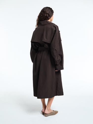 The Frankie Shop - Mavis Oversized Trench Coat in Brown