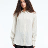 The Frankie Shop - Peri Striped Silk Shirt in Cream and Navy Stripe