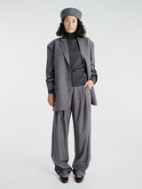 The Frankie Shop - Eve Thin Turtleneck Sweater in Dark Grey Melange