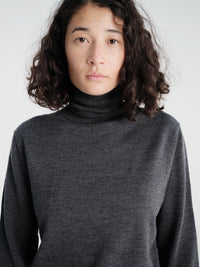 The Frankie Shop - Eve Thin Turtleneck Sweater in Dark Grey Melange